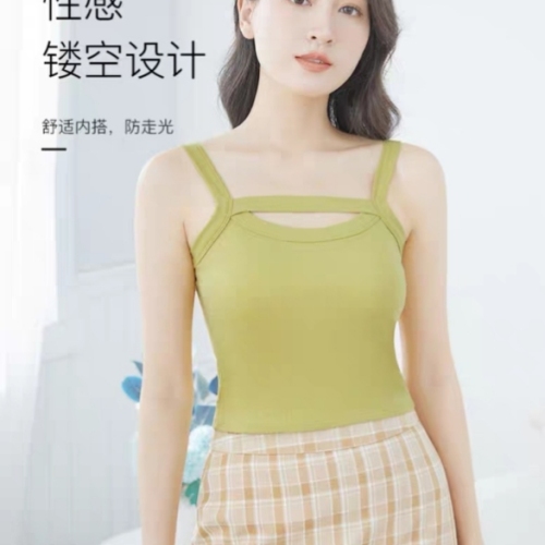 camisole women‘s inner strap with chest pad bottoming top cotton tube top outer wear beauty back bra one summer no return