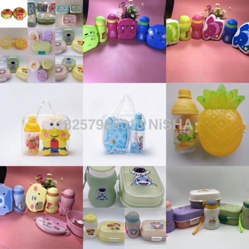 Cute Double-Layer Cartoon Lunch Box Primary School Student Lunch Box Microwave Oven Heating Lunch Box Portable Fruit Box Fresh Bowl