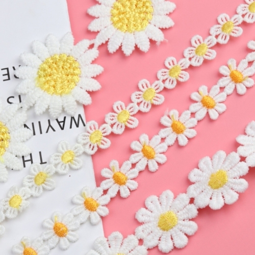 2. 5cm Lace Little Daisy Lace Accessories SUNFLOWER Water-Soluble Embroidery Clothing Crafts Hair Accessories Home Textile