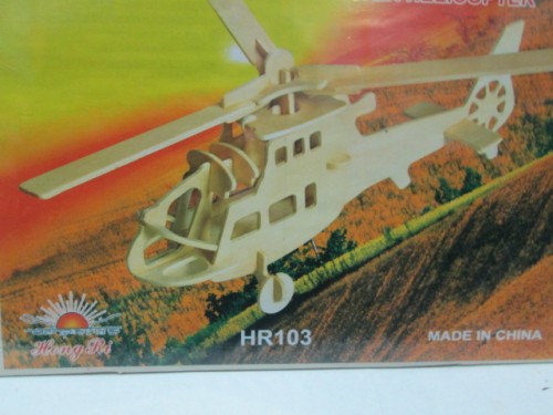 Small 2-Board Wooden 3D Puzzle， Aircraft Model Assembled Hr103 105