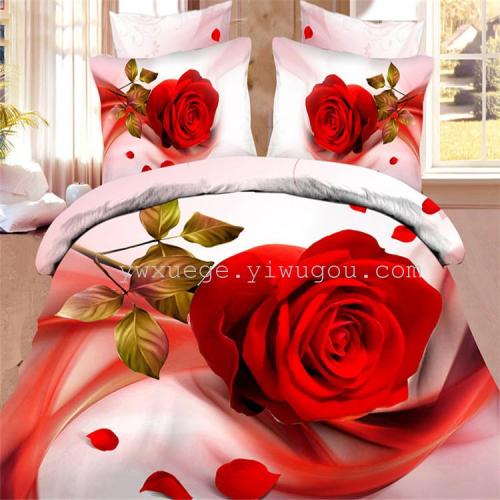 foreign trade 3d big flower series printing 200x230cm quilt cover 1.5 m 1.8 bed universal factory direct sales nostalgia