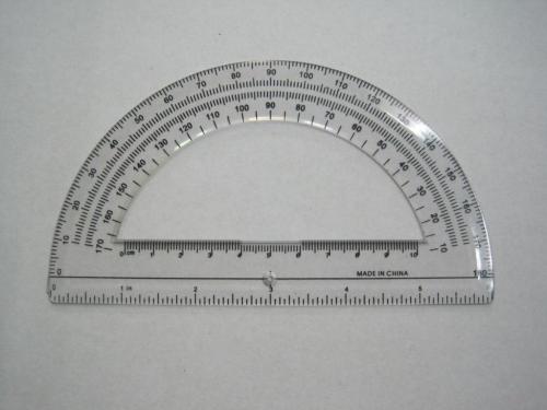 Broad 180 Degree Transparent Protractor， semicircle