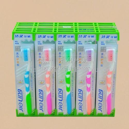 toothbrush wholesale jie ling 9038（30 pcs/box） adult soft bristle toothbrush with sheath