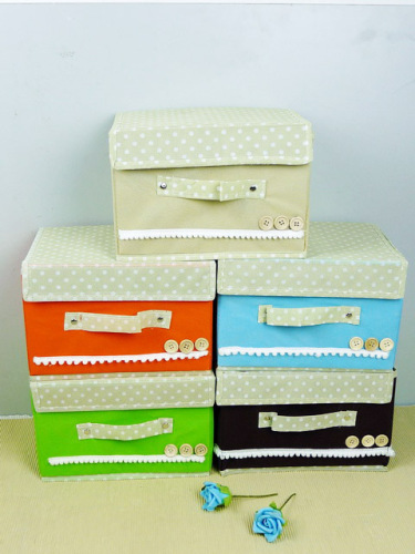 High Quality Non-Woven Fabric Storage Box Japanese Style Polka Dot Buckle Box Two-Piece Set Clothes Storage Storage Box Large Size 