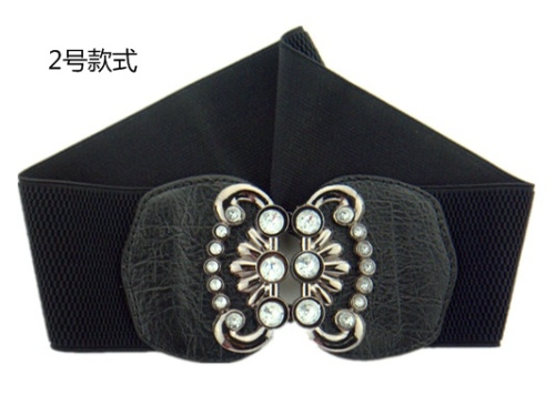 a pair of buckles waist seal wide elastic belt women‘s korean-style all-match retro waist seal elastic belt