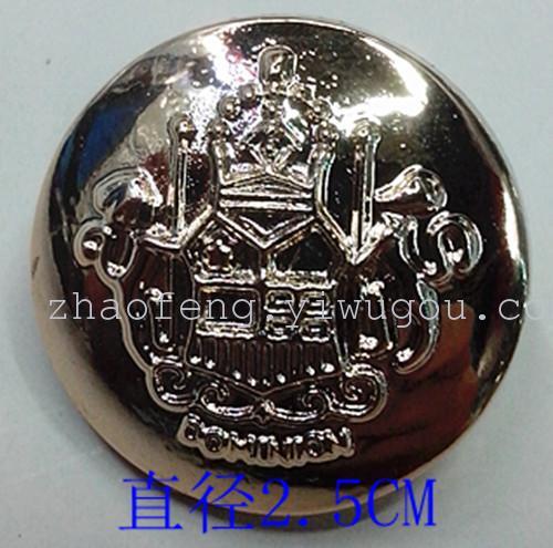 bald plastic button uv plating button imitation gold high foot double lion overcoat and trench coat clothing accessories