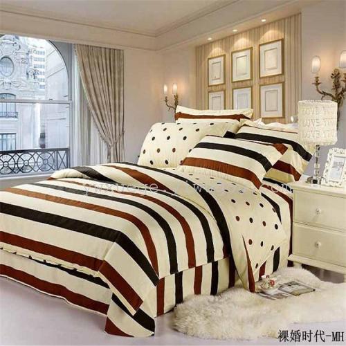 New Cotton Four-Piece Bedding Set Cotton Twill Printed Four-Piece Bedding Set Naked Wedding Age Quilt Cover Bed Sheet