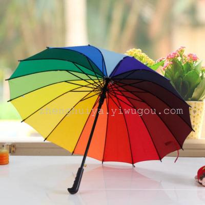 16- Bone rainbow umbrella Solar umbrella long handle creative umbrella oversize umbrella sunshade umbrella umbrella