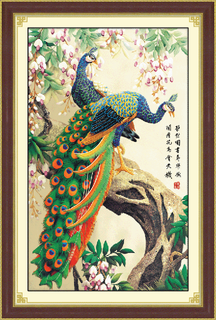 刺绣布艺十字绣工艺品批发手工新款富贵孔雀5d0109