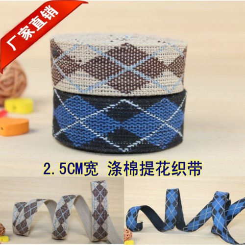 factory direct sales 2.5cm wide polyester cotton jacquard ribbon luggage strap canvas portable shoulder strap belt ribbon in stock wholesale customized