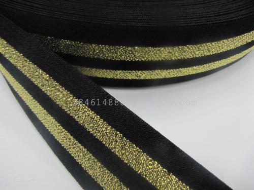 3.8cm Leggings Black Bottom Gold Silk Black Bottom Silver Silk Striped Elastic Band