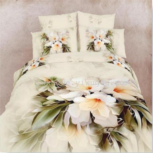 bedding cotton four-piece foreign trade set four-piece series active printing and dyeing snow pigeon elegance-flower fairy