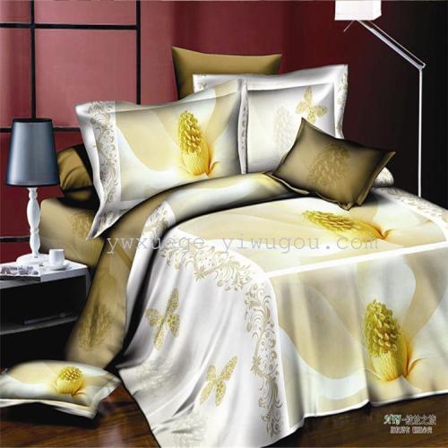 four-piece set of foreign trade export bedding polyester/cotton four-piece set 3d reactive printing and dyeing factory direct sales --- allure love