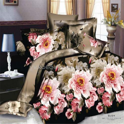 bedding 3d osaka flower series polyester cotton environmental protection printing and dyeing factory direct sales --- dream flower season