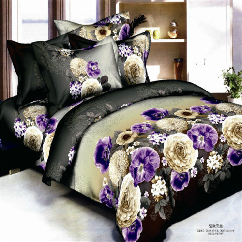 home textile bedding export 3d oil painting version four-piece set osaka flower series polyester cotton bedding purple charm love song