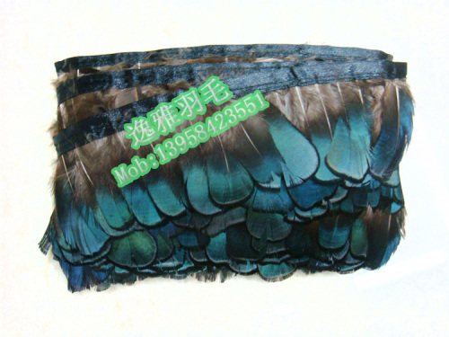 yiya feather pheasant feather cloth edge peacock green cloth edge 2 meters/strip
