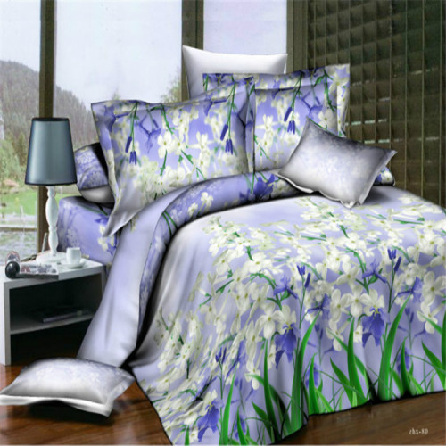 snow song home textile bedding 3d twill polyester cotton bedding activity printed four-piece bedding set foreign trade factory direct sales --- rain dew （blue）