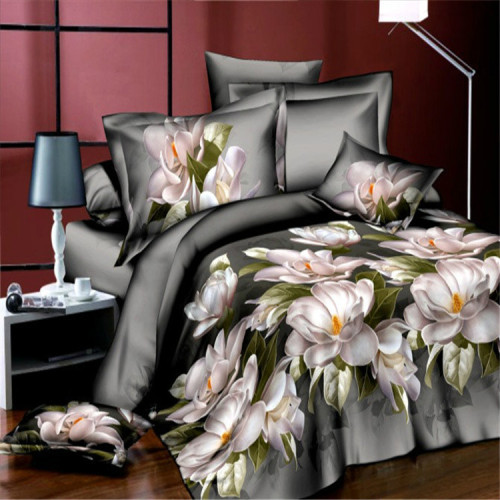 home textile bedding polyester cotton 3d oil painting version reactive printing and dyeing non-fading polyester cotton four-piece set factory direct sales flourishing flowers