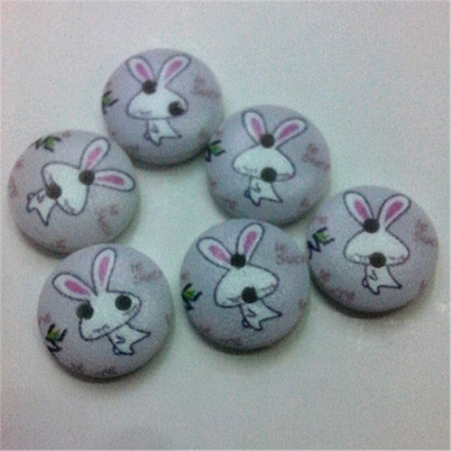 wooden buttons wooden printed buttons cute rabbit natural buckle children‘s button diy shoes and clothing jewelry two eyes