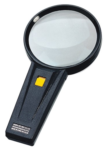 90mm手持阅读带灯读书看报放大镜黑色