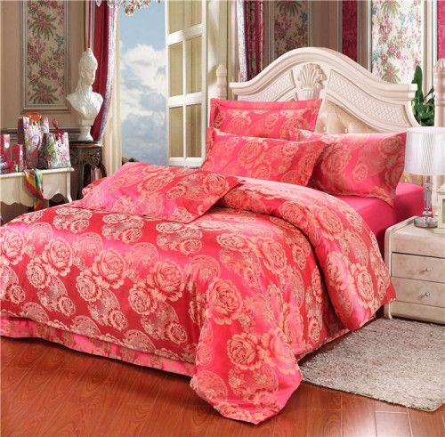 yiwu snow pigeon home textile tencel cotton satin jacquard three or four-piece wedding bedding set