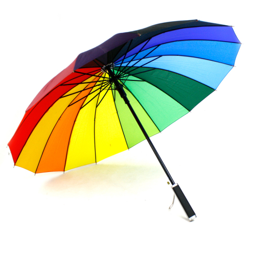 68cm16 bone automatic polyester plain rainbow umbrella long handle umbrella straight umbrella windproof umbrella sunny umbrella business umbrella