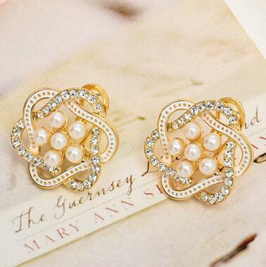 梦姿彩 韩版新款镶钻耳钉 高档时尚耳钉 精致饰品 厂家批发