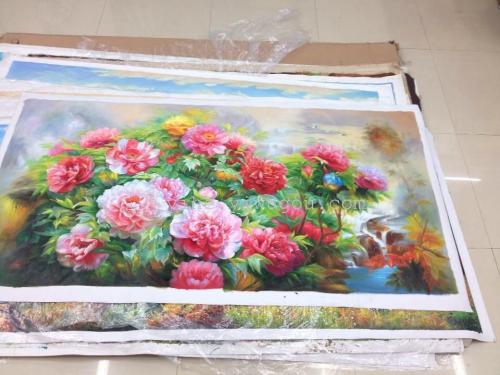 High-End Rich Peony Oil Painting Wholesale 90x180cm