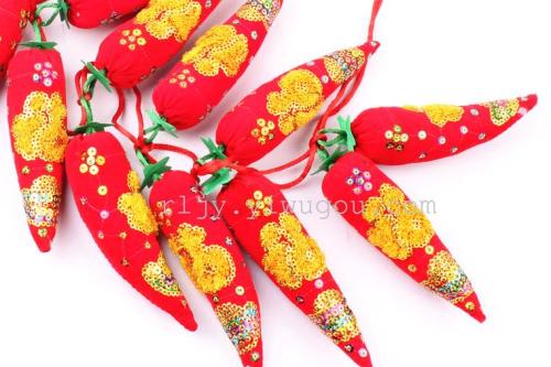 New Chinese Knot Rope Embroidered Fu Character Towel Embroidery Chili String Pendant Festive Furniture Layout Decoration