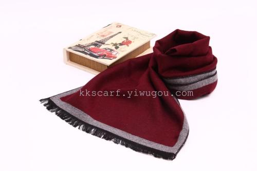 new autumn and winter men‘s scarf korean wool scarf high-end warm business pure color scarf