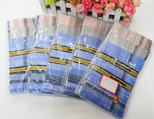 Manufacturers Supply Export Foreign Trade High Quality 447 Polyester Cotton Men‘s Handkerchief Light Color Handkerchief Plaid Handkerchief