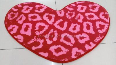 Exquisite love coral velvet print absorbent-absorbing non-slip rugs