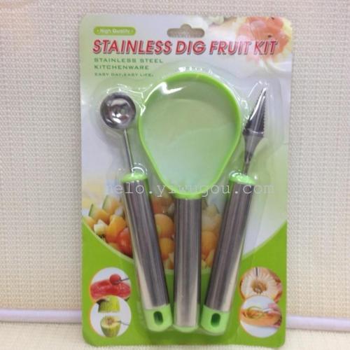 Stainless Steel Fruit Digging Device， fruit Coring Device Three-Piece Set 