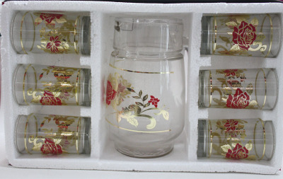 7 pieces of glass cover pot with printed cup