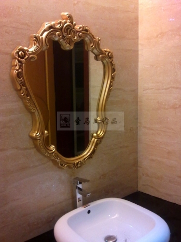 Palace Style * Retro European-Style Mirror High-End Decorative Mirror Pu Bathroom Mirror Dressing Mirror Fireplace Hallway Mirror