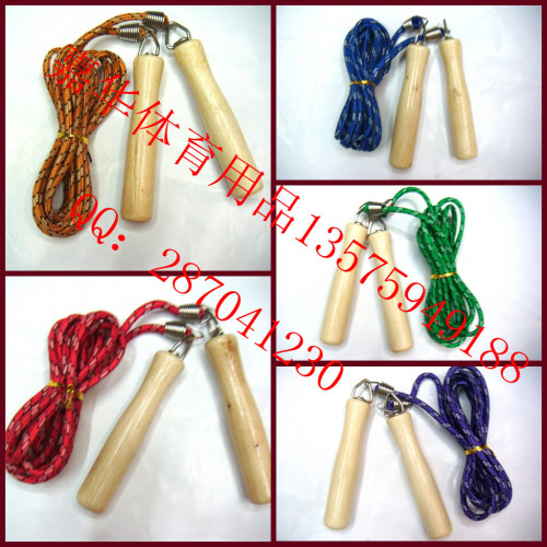 Solid Skipping Rope with Wooden Handle Cotton Rubber Skipping Rope Jump Rope for One Person Adjustable Length Skipping Rope Spring Rope Skipping with Bearings