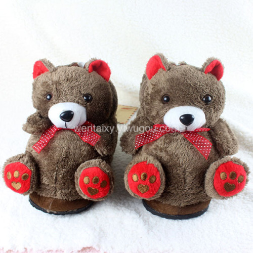 New Three-Dimensional Cartoon 6-Color Bear High-Top Warm Cotton Slippers Wholesale Factory Direct Sales