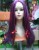Two pigtails and purple and black witch wig headwear