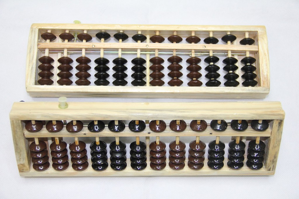 小学 儿童木制算盘 12档算盘 双色珠心算 学生算盘 带清盘器