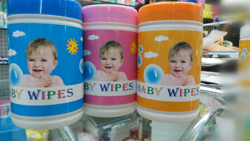 100 pieces of barrel baby wipes three-color mixed