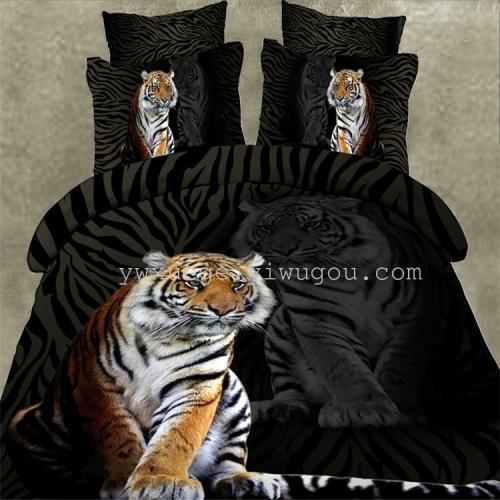 3D Twill Active Three-Dimensional Printing Winter Brushed Bedding Four-Piece Set King Style Factory Direct Sales