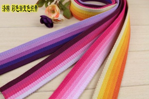 Factory Direct Sales 3.8cm Color Gradient Polyester Cotton Belt Ribbon