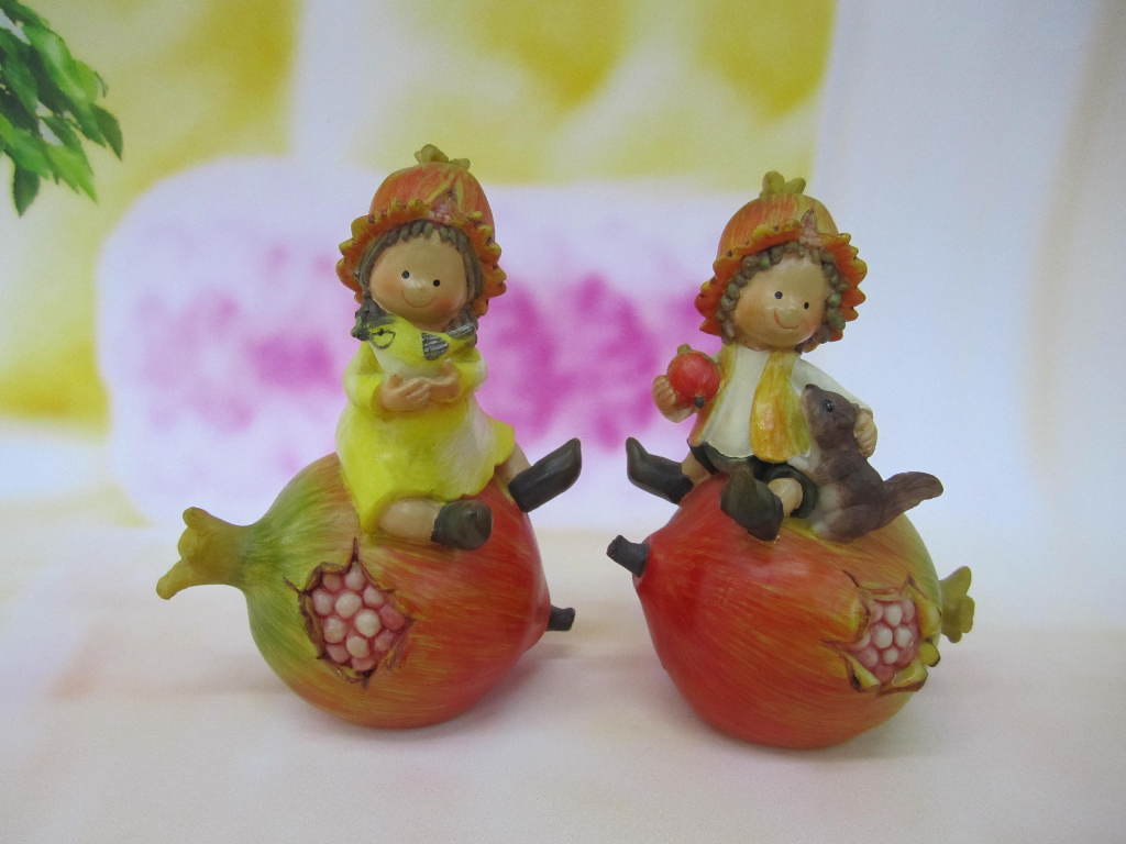 树脂石榴小孩 卡通人物摆件 水果装饰品 树脂工艺品