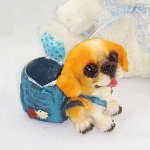 resin Dog Crafts Back Schoolbag Resin Pen Holder Simulation Dog Decoration Stall Wholesale 