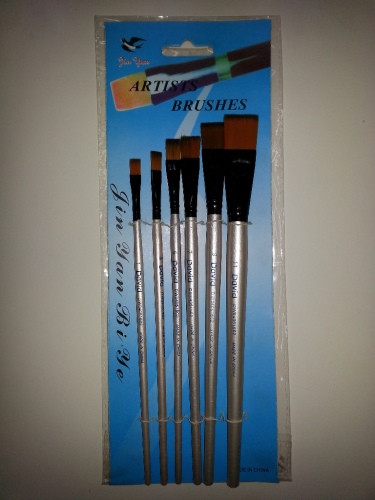 jinyan brush silver rod oil painting brush nylon hair flat head 6-piece brush set