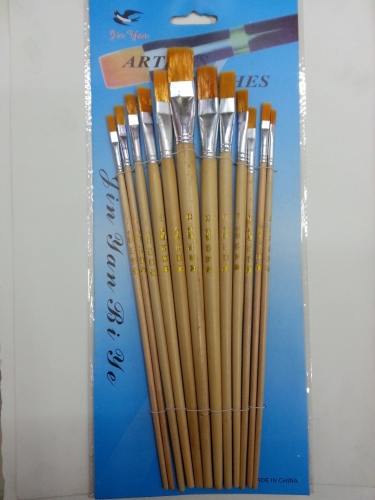 12 white wooden poles nylon hair brush