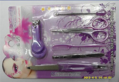 Beauty Manicure Implement Six-Piece Set Nail Scissors Beauty Scissors Nail File Eye Tweezer Brow Groomer Ear Pick A82
