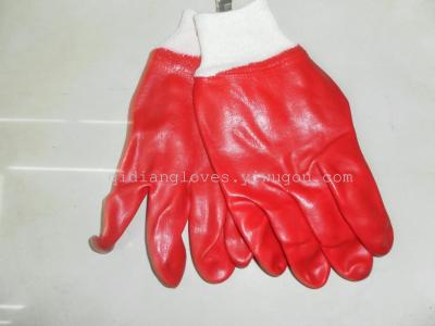 Red oil resistant PVC gloves red rubber glove oil acid resistant, alkali resistant, slip