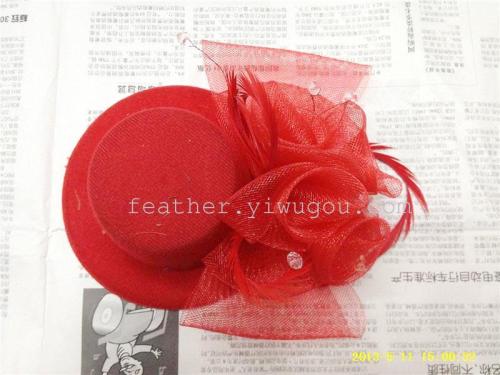 40595 Yiya Feather， Feather Headdress Flower， Feather Headwear， Unilateral Tear down Hat Flower Ornaments