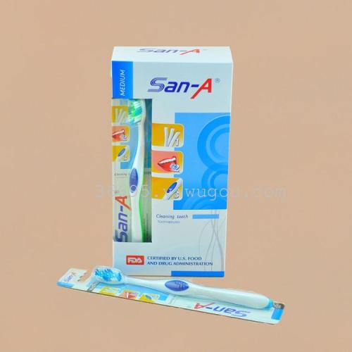 Foreign Trade English Toothbrush Wholesale SAN-A E-705（12 PCs/Box） medium Hair Toothbrush 